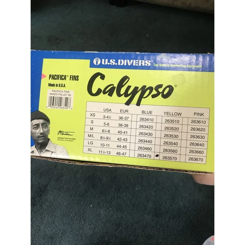 US Divers Pacifica Calypso Fins/Flippers Snorkeling Scuba Sz 11 1/2-13 46-47EUC‎